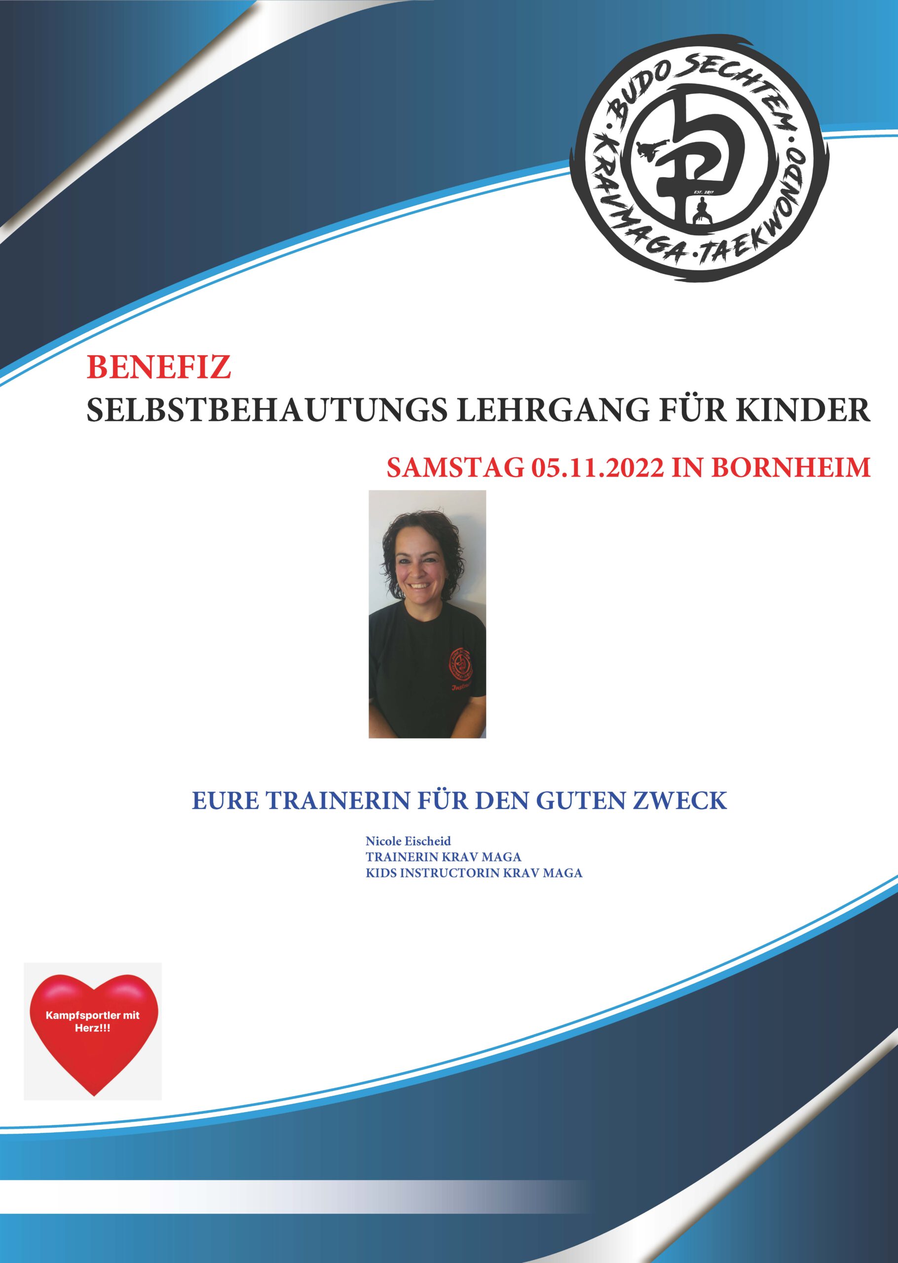 Budo Sechtem - Spendenlehrgang - Selbstbehauptung für Kinder am 5. November 2022 in Bornheim - Trainerin Nicole Eischeid