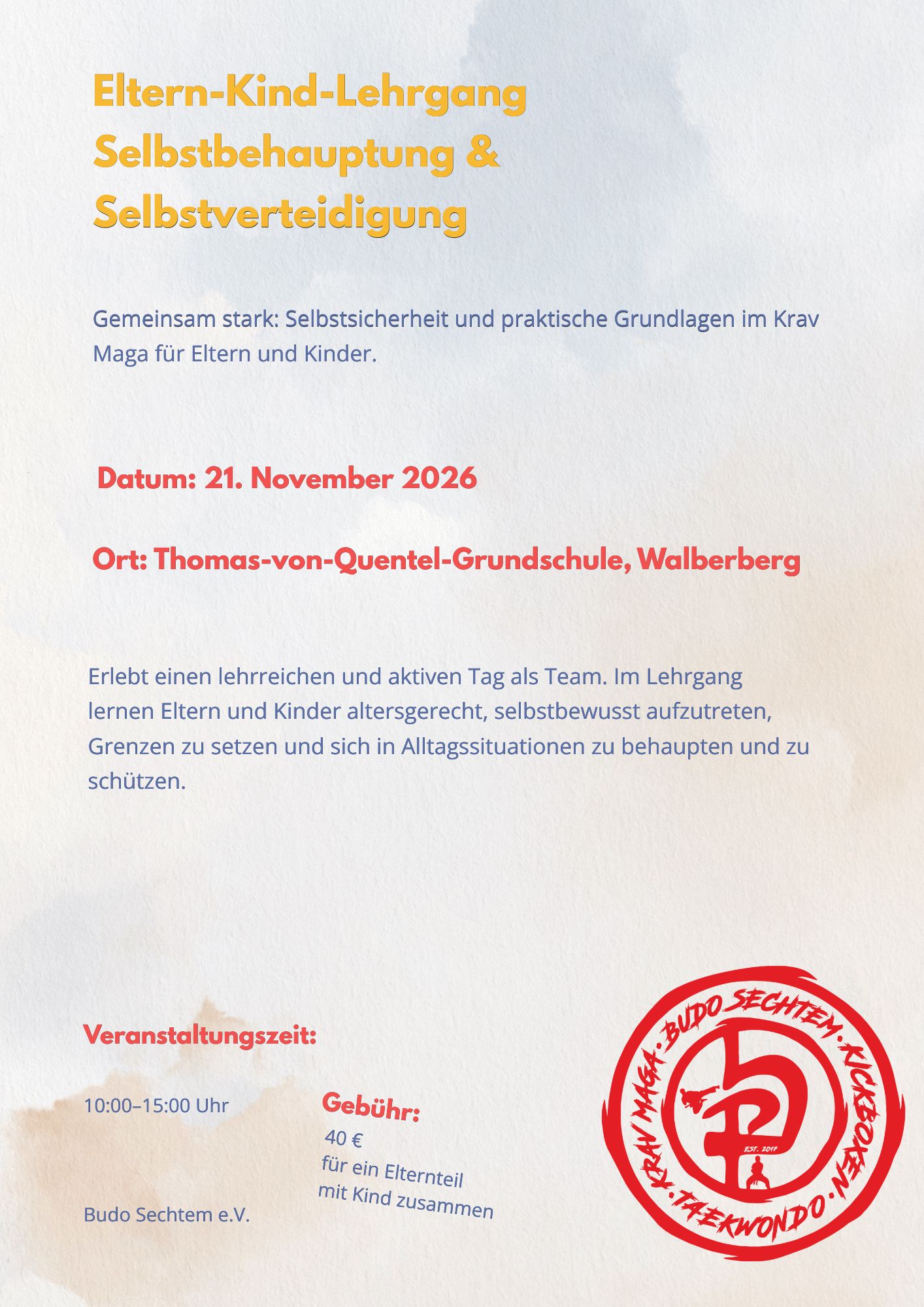 Eltern-Kind Lehrgang Selbstbehauptung & Selbstverteidigung (Krav Maga) – Budo Sechtem e.V
